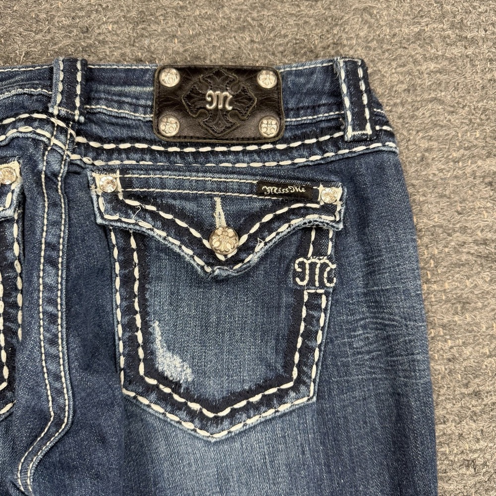 Miss Me Y2K Low-Rise Bootcut Jeans 30 Distressed Embellished Western McBling